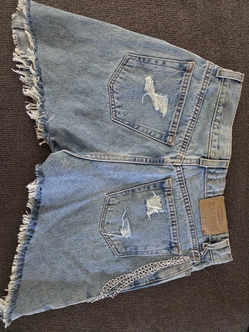 Custom By RICHE BLAC Distressed Denim Shorts – One of a Kind ✨ Vintage - Picture 2 of 7